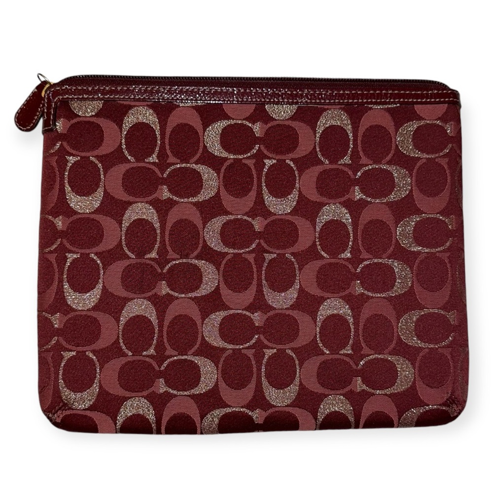 COACH Padded Tablet Signature Jacquard Case Burgundy